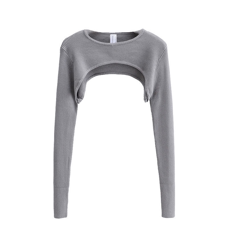 Áo Thun Thể Thao Tay Dài Cổ Tròn Siêu Ngắn Phong Cách Âu Mỹ Thời Trang Xuân Thu Cho Nữ 1203