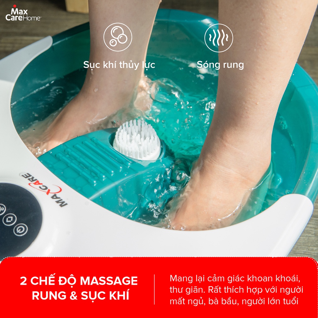 Bồn ngâm massage chân cao cấp điều chỉnh nhiệt độ Maxcare Max642Pro chống giật, đun nóng và giữ ấm nước từ 35-45 độ C