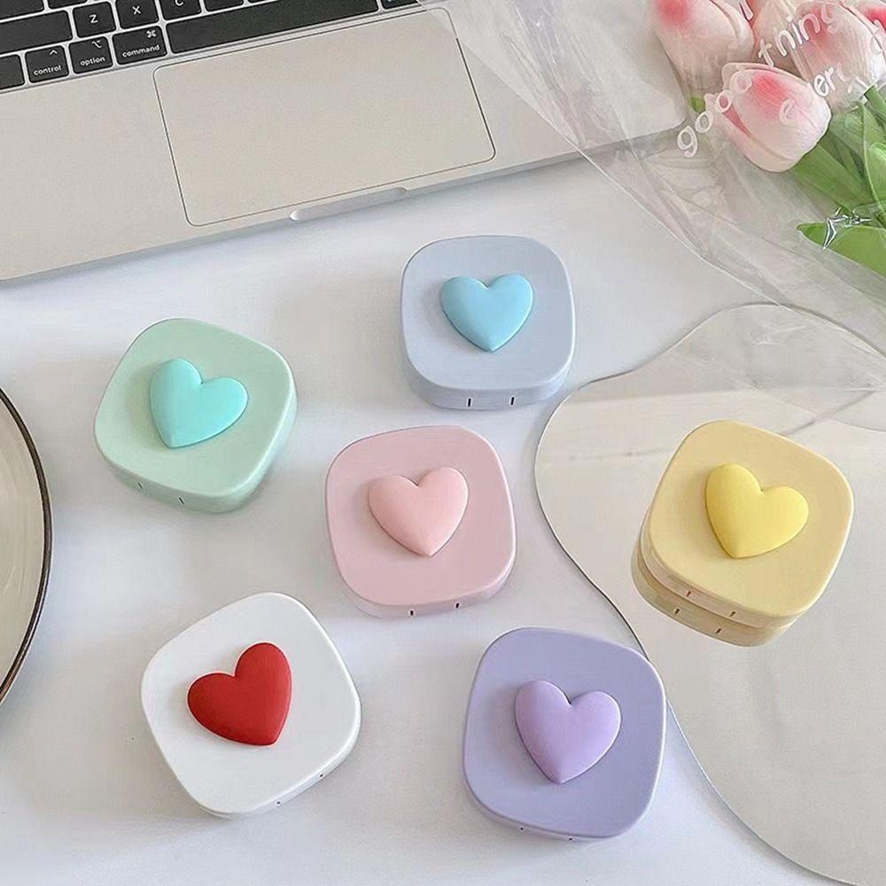 MXGOODS Hộp Đựng Kính Áp Tròng Hình Vuông In Họa Tiết Hoạt Hình Phong Cách Hàn Quốc Cho Nữ
