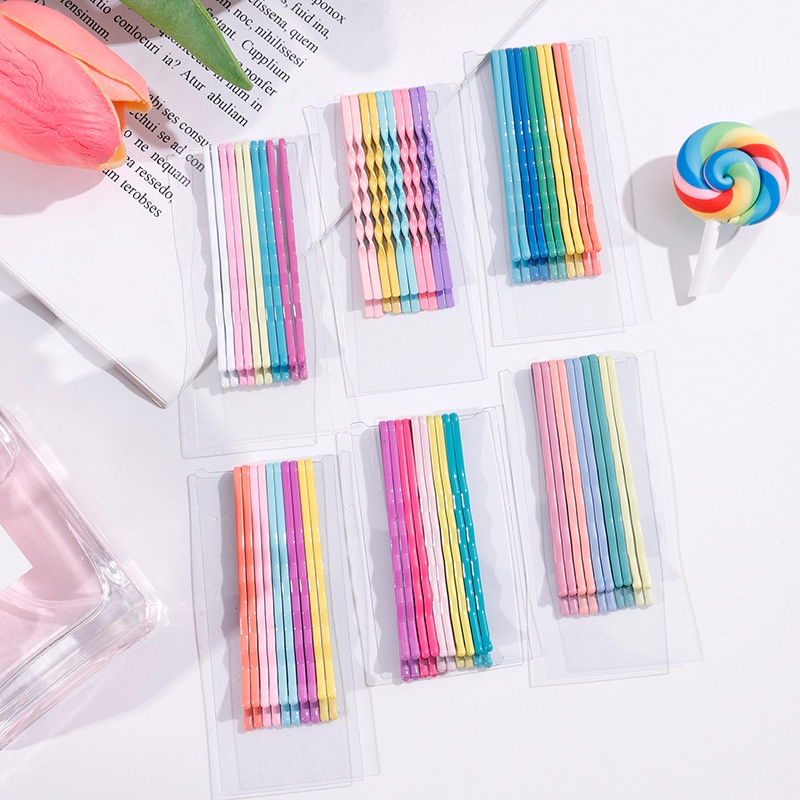 Set 10 kẹp tăm túi zip màu cầu vồng siêu xinh cho bé phong cách Hàn Quốc kẹo ngọt - phụ kiện tóc