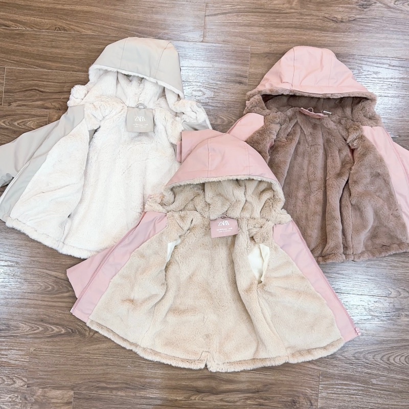 XD- Áo khoác raincoat lót lông siêu ấm size 9/12m-4/5y