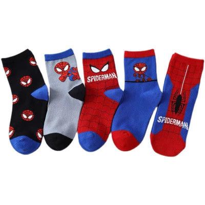 Tất vớ trẻ em cao cổ cotton co giãn hình siêu nhân động vật ngộ nghĩnh