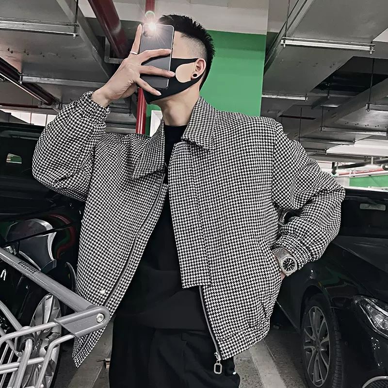 Áo Khoác Họa Tiết Houndstooth Thời Trang Mùa Thu Mới 2022 Cho Nam