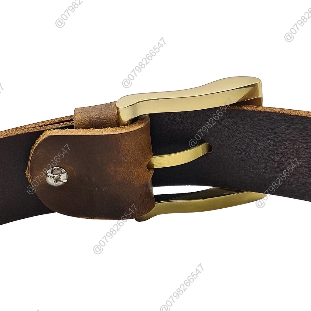 Dây nịt da bò sáp DHM-039 | Đầu khoá kim kiểu vuông đúc đồng nguyên khối | Bảo hành 12 tháng