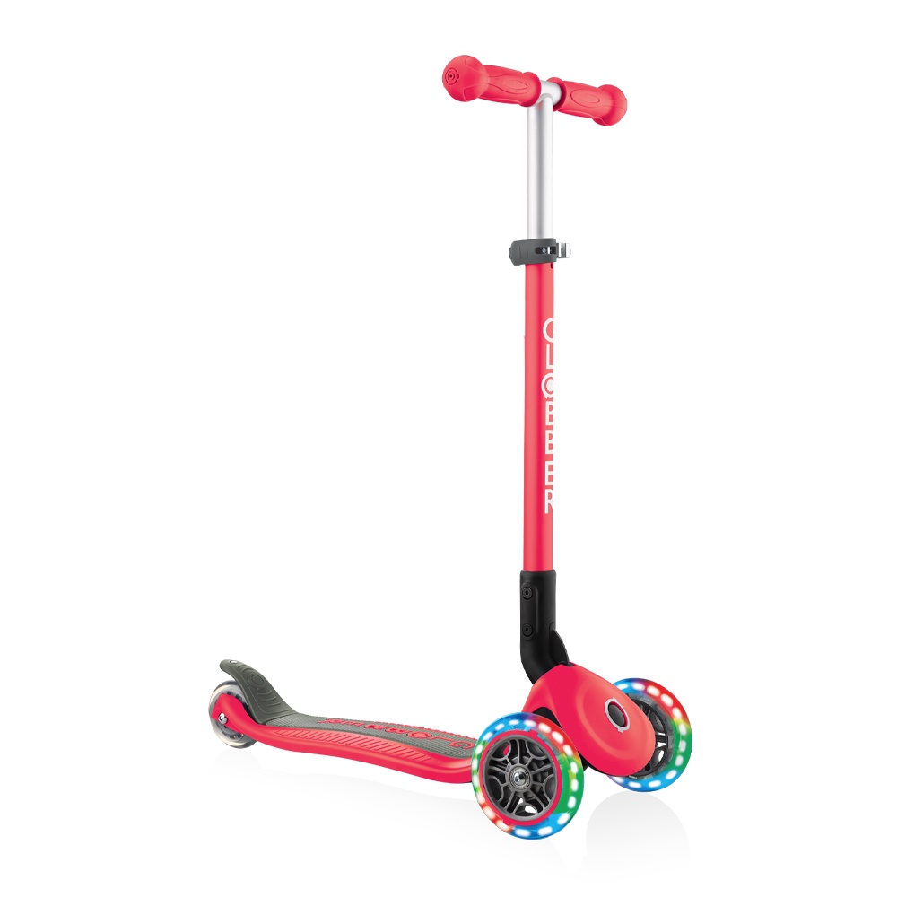 Xe Trượt Scooter 3 Bánh Gấp Gọn Có Bánh Xe Phát Sáng Globber Primo Cho Trẻ Em Từ 3 Đến 6 Tuổi - Đỏ