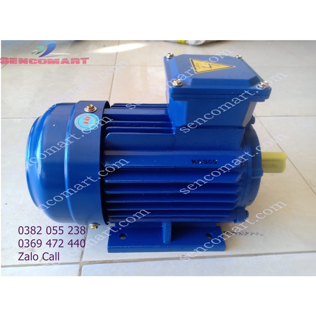 Motor 1,5kw iện 3 pha 380v 1400v/p, dây đồng chính hãng bảo hành 12 tháng