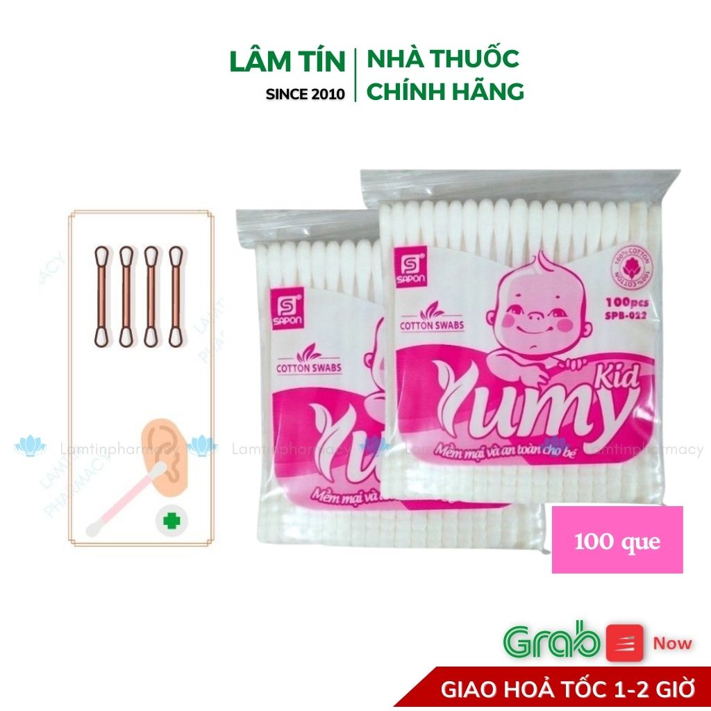 Tăm Bông Trẻ Em Yumi 100 que túi zip - Cho Trẻ Em