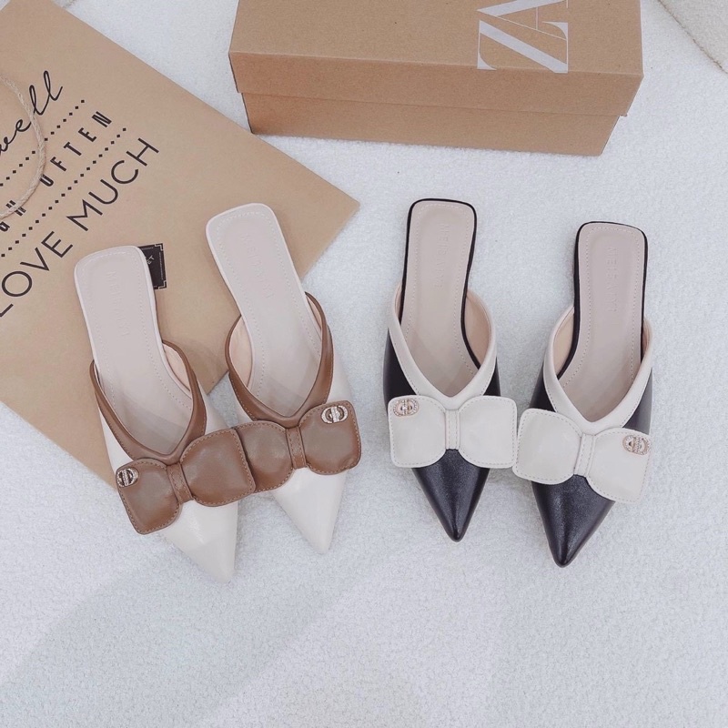 Giày sục nơ phồng mới siêu hót 2 màu xinh xắn.