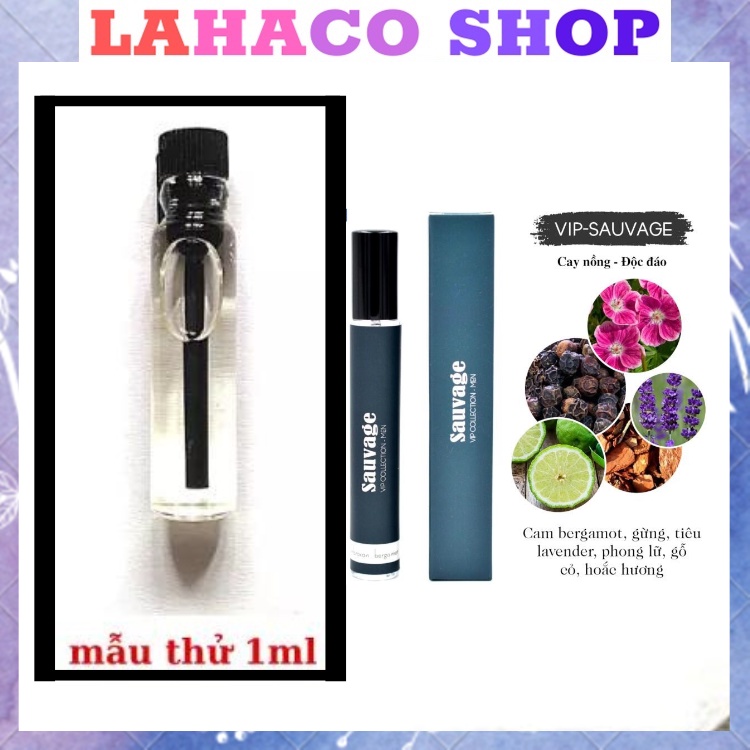 Tinh dầu nước hoa nam chính hãng giá rẻ mini 1ml Sauvage dầu thơm nam thơm lâu Lahaco Shop