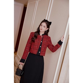 ANNA JACKET - Áo khoác dạ tweed đỏ sang trọng, thu hút, phù hợp các dịp lễ by Cherine