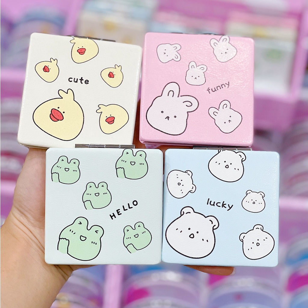 Gương gập mini bỏ túi, Gương gấp gọn 2 mặt siêu cute cho bạn nữ