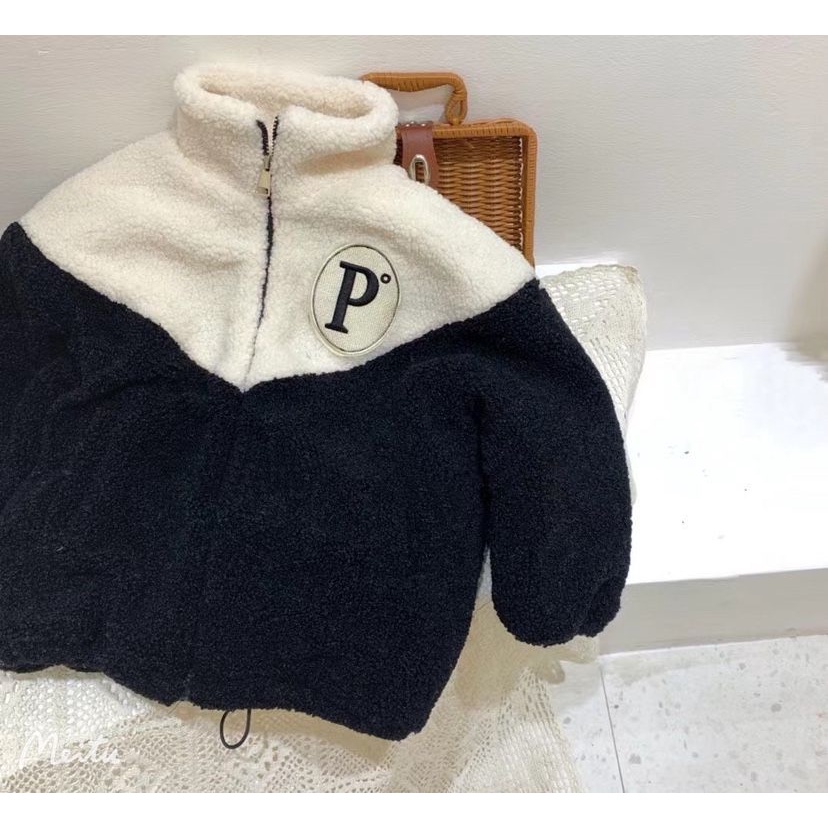 Áo Khoác Thu Đông Lót Lông Cừu Dày Dặn Phong Cách Hàn Quốc Mới 2021 Cho Bé Trai Và Bé Gái