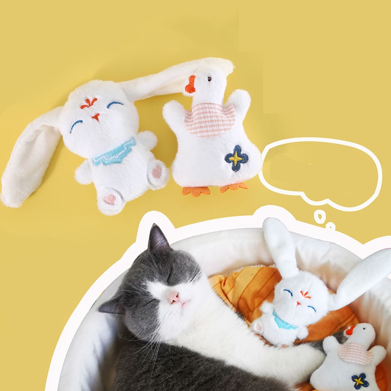 Đồ Chơi Thú Nhồi Bông Hình Thỏ / Vịt Tai Dài Dễ Thương Có Chuông Tích Hợp Để Giảm Căng Thẳng