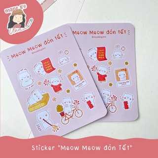 Sticker tết - meow meow đón tết - made by ahn thiết kế