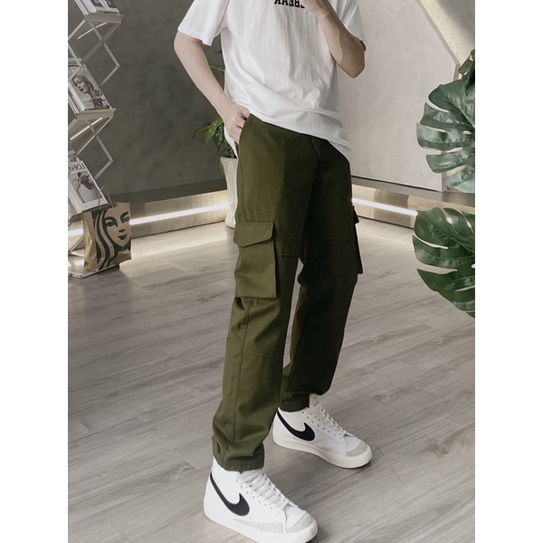 quần kaki túi hộp màu xanh rêu unisex (sp kèm ảnh thật ) | BigBuy360 - bigbuy360.vn