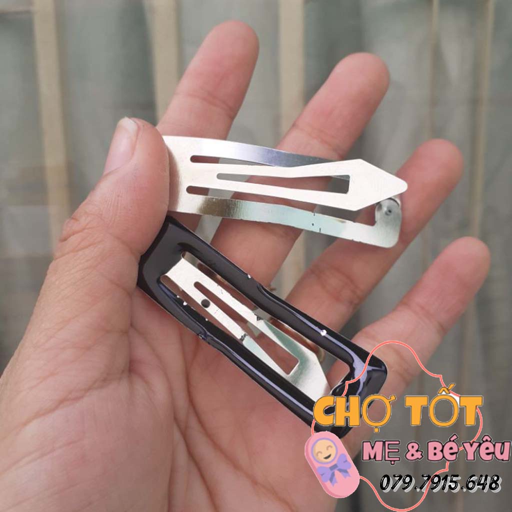 Kẹp Tóc Mái Vuông Nhựa Đen Basic 5.5cm