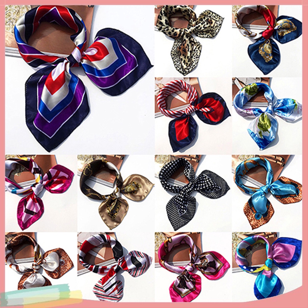 Khăn choàng cổ làm bằng lụa nhân tạo thiết kế xinh xắn dành cho phái đẹp