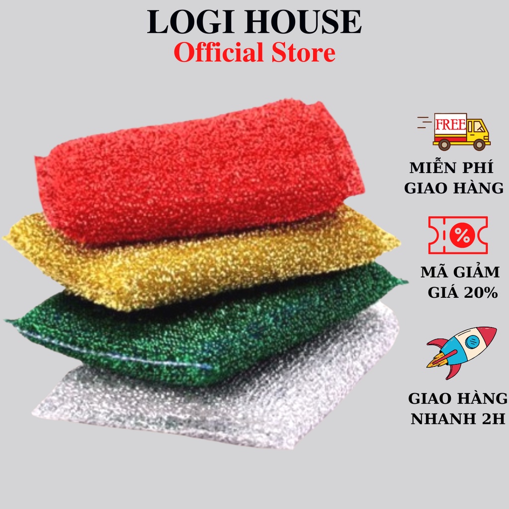 Bộ 4 miếng rửa chén kim tuyến đa năng siêu sạch cao cấp