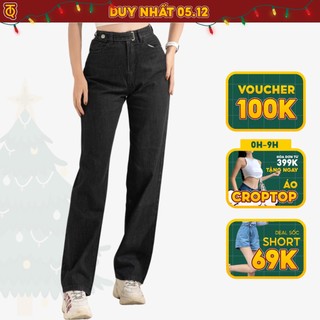 Quần jeans ống rộng nữ cạp cao street style TiQi Jeans B2-144