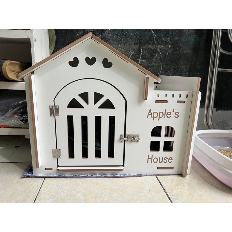 Nhà giá rẻ cho chó mèo, gỗ MDF phủ melamine,size S.