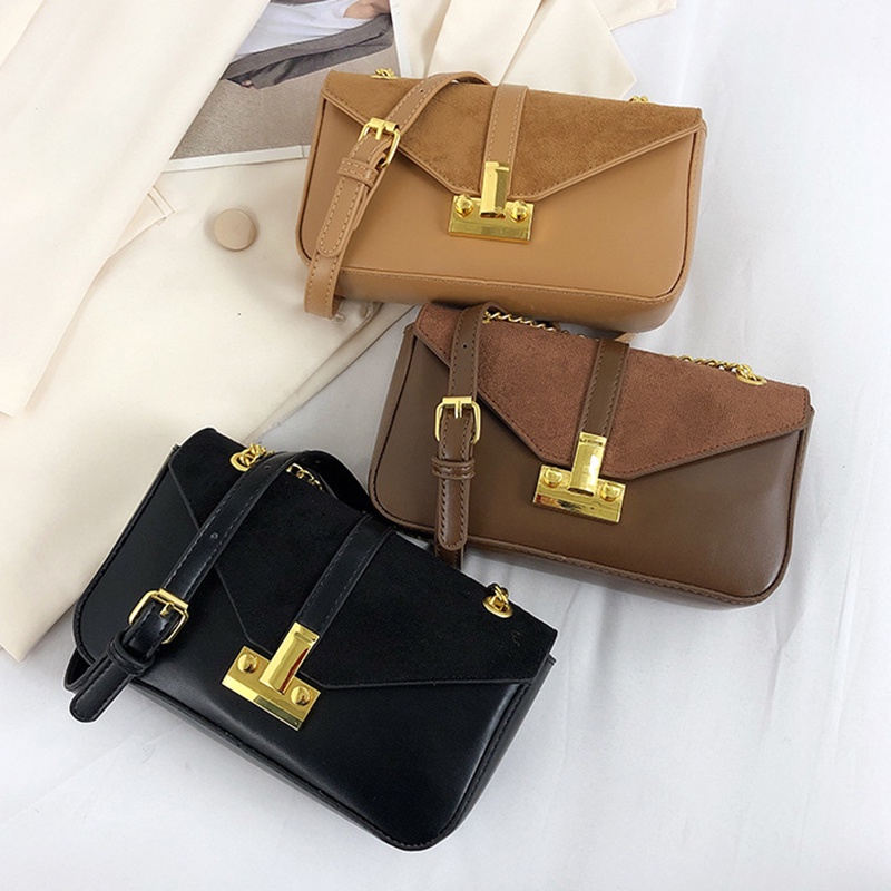 Túi Đeo Chéo Hình Vuông Nhỏ Màu Đen Phong Cách retro Cho Nữ