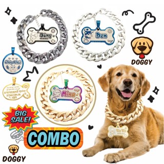   COMBO  Dây Xích Plastic  + Thẻ Khắc Tên - Dây chuyền Vòng đeo cổ - Siêu nhẹ - Thời Trang cho Chó Mèo 