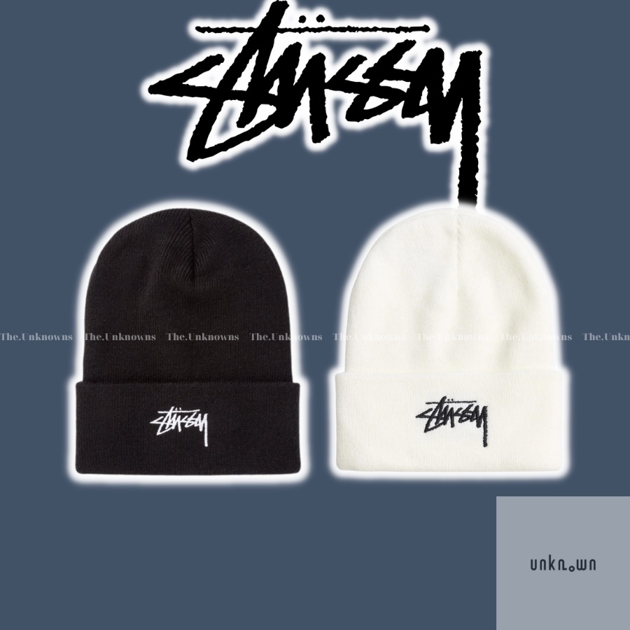 [Chỉ 1 Ngày]-Mũ Len STUSSY Basic Logo Black/White cao cấp