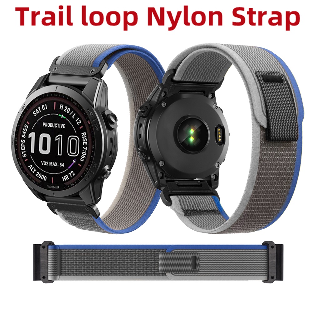 26mm 22mm Nylon Thể Thao Đường Dài Vòng Velcro Dây Đeo Nhanh Phù Hợp Với Dây Thay Thế Cho Garmin Descent Mk3i 51mm Mk2i Mk1 G1 Forerunner 965 955 945 935