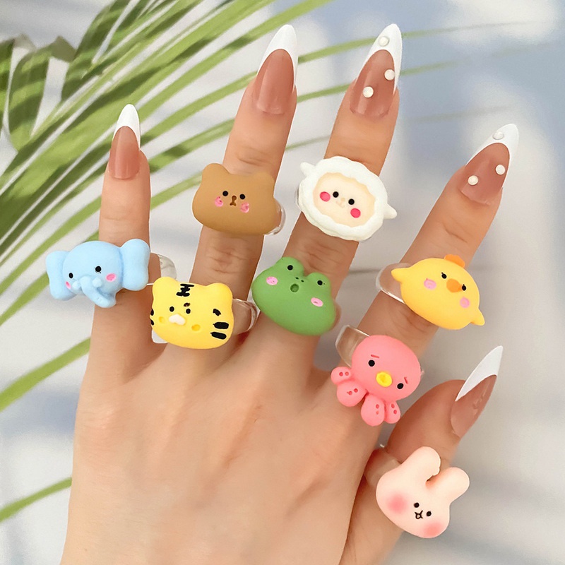 Nhẫn RINHOO resin thiết kế động vật hoạt hình đáng yêu vui nhộn dành cho trẻ em