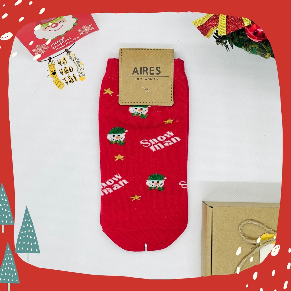 Tất vớ nữ cổ ngắn họa tiết giáng sinh nhỏ xinh