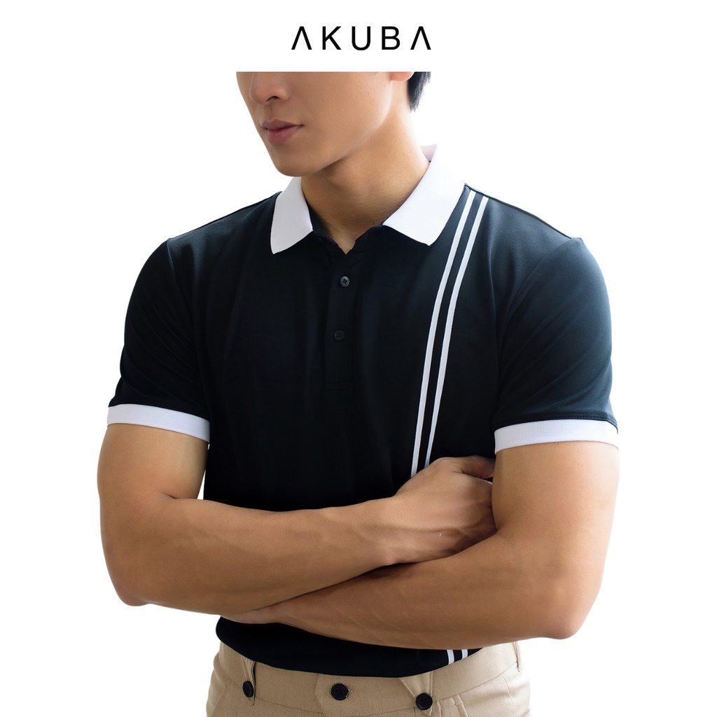 Áo polo nam vải cá sấu cotton AKUBA form slimfit, chất liệu thoáng mát, mềm mại, thấm hút mồ hôi tốt | 01J0589