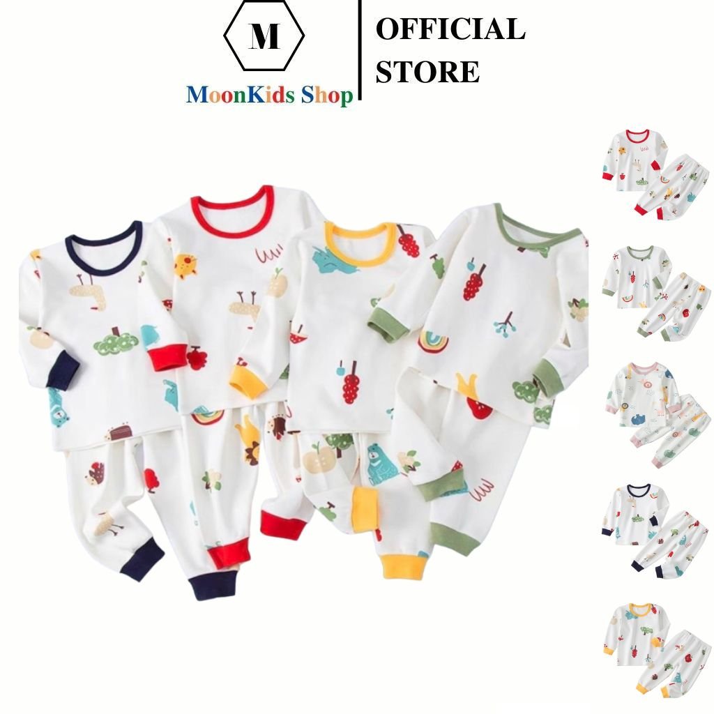 Bộ Dài Tay Cho Bé MOONKIDS SHOP Chất Liệu Thun Lạnh dành bé trai,bé gái dành cho bé từ 6-19kg