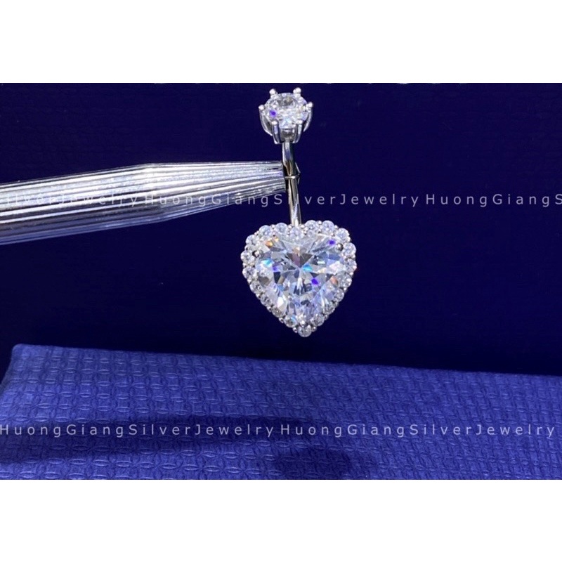 Khuyên rốn Bạc s925 Xi Kim Hình Đá Trái Tim - HuongGiangSilver