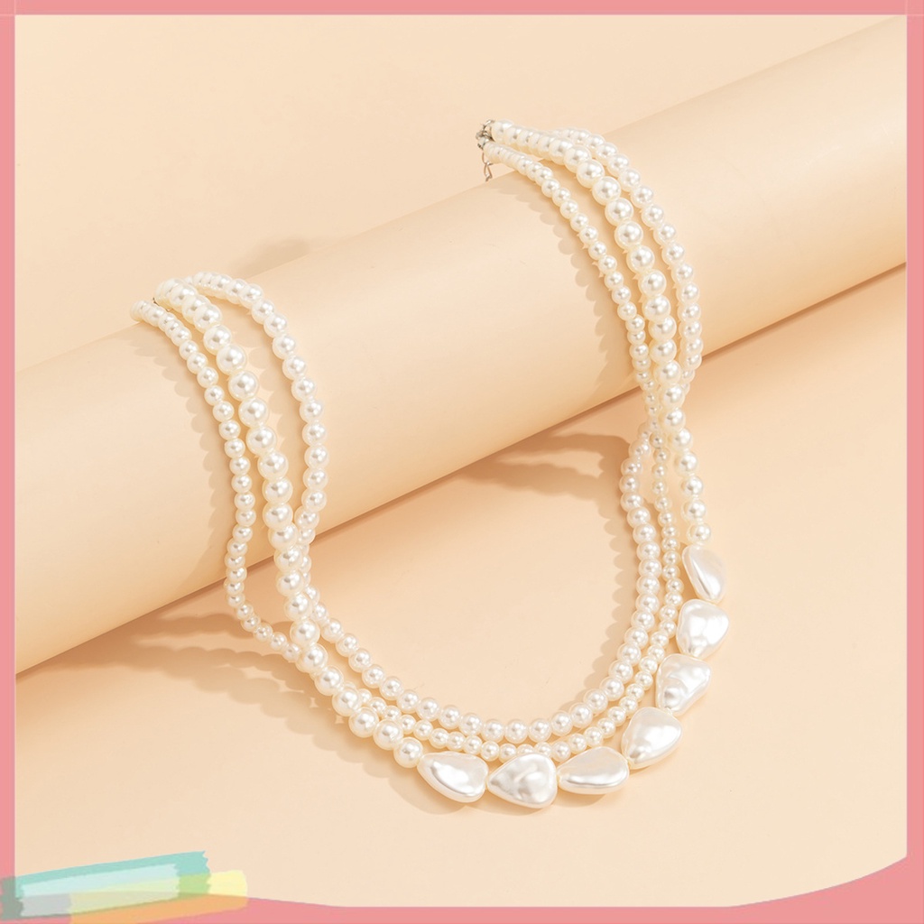 Vòng cổ Hợp Kim Nhiều Lớp Trang Trí Ngọc Trai Giả Xinh Xắn Cho Nữ