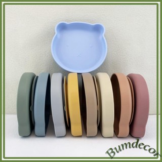 Khay ăn dặm cho bé silicon có đế hít chống đổ, Khay ăn dặm cho bé hình gấu chất liệu silicon cho bé bumdecor