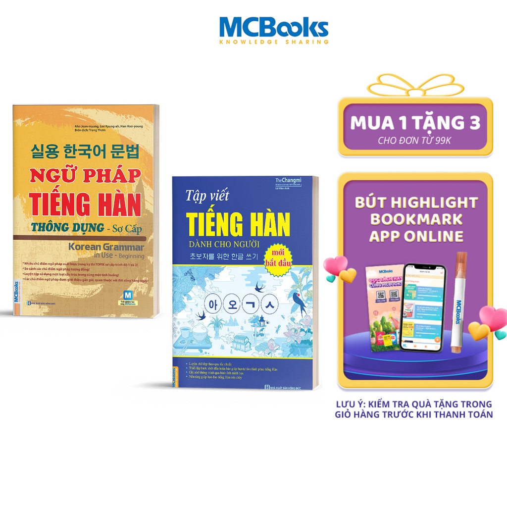 Sách - Combo Ngữ pháp tiếng Hàn thông dụng (sơ cấp) và Tập Viết Tiếng Hàn Dành Cho Người Mới Bắt Đầu - Học kèm App onlin