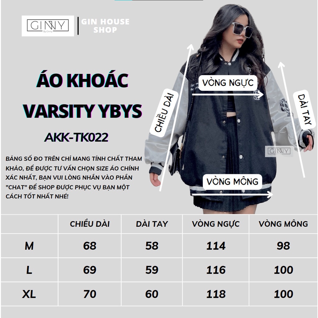 Áo khoác kaki Varsity YBYS TK-022 Trendy Dạo Phố Unisex Ngầu Chất By Ginny | GinHouse Shop