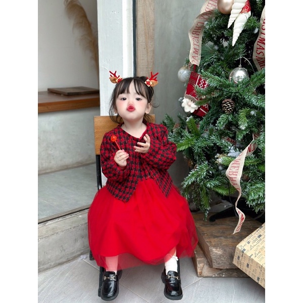 Set váy dạ đỏ noel, năm mới chonbs