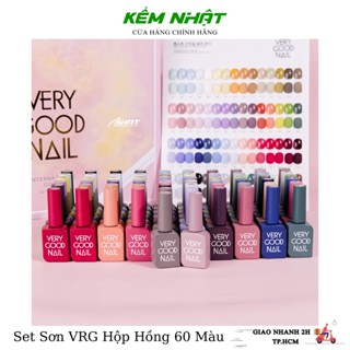Set Sơn 60 Màu Hộp Hồng Very Good Nail Chính Hãng - Tặng base, top và bảng màu