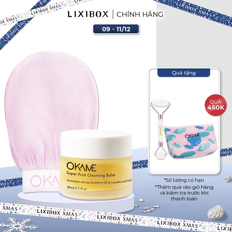 Combo Sáp Tẩy Trang Okame 80ml và Găng Tay Tẩy Tế Bào Chết