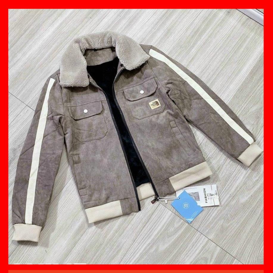 Áo khoác da lộn nam lót lông cừu cổ cao bomber đẹp cao cấp mặc thu đông siêu ấm áp SALE