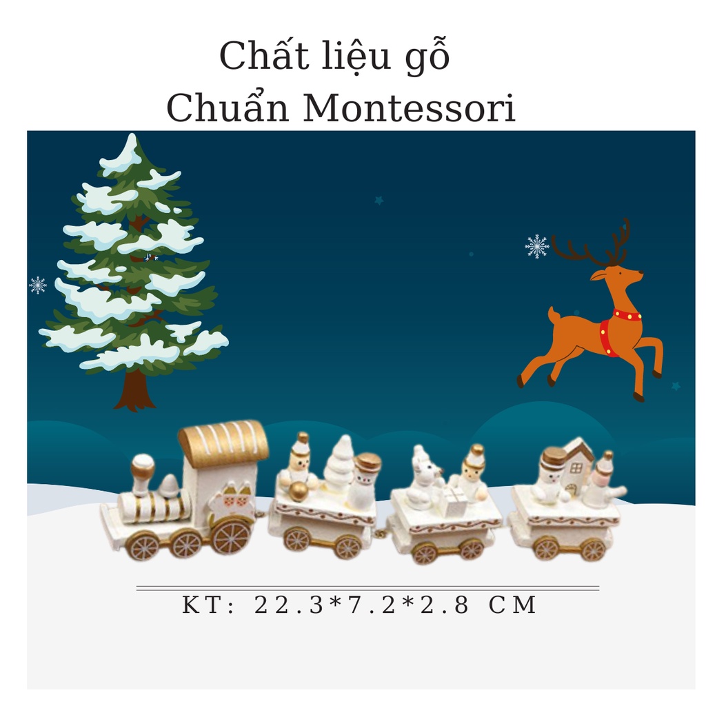 Xe đồ chơi - Đoàn tàu xe lửa trang trí giáng sinh CHẤT LIỆU GỖ MONTESSORI