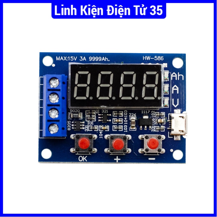 Linh kiện mạch kiểm tra dun lượng pin Lithium 18650 Li-Ion Hw-586 Zb2L3 1.2v 12v, test pin, hiển thị điện áp