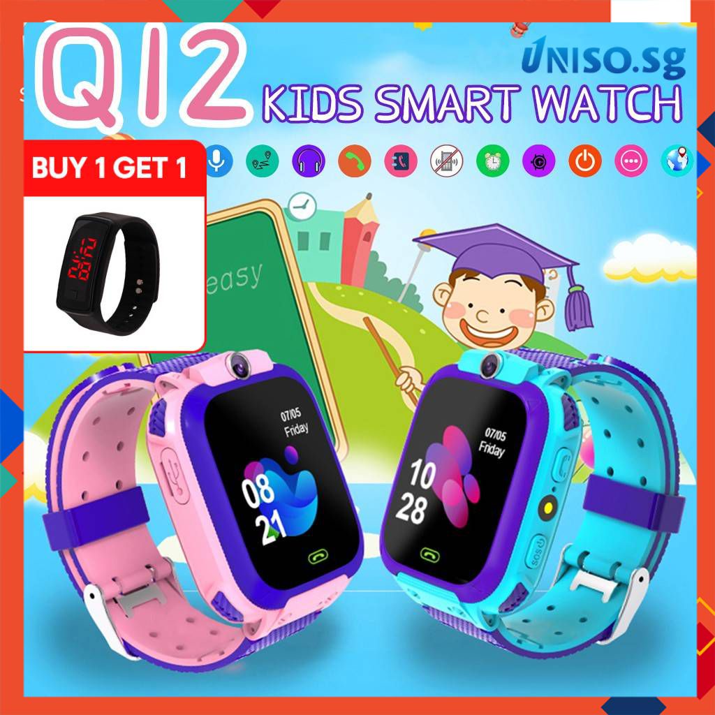 Đồng Hồ Thông Minh Trẻ Em Q12 Thiết Bị Theo Dõi Trẻ Em Chống Mất GPS SOS Màn Hình Cảm Ứng Hỗ Trợ Thẻ SIM Android IOS [Unio]