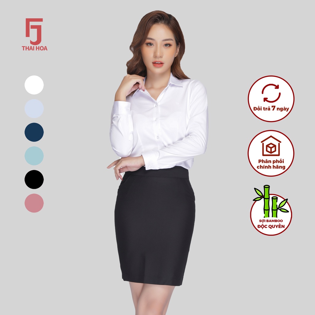Áo sơ mi công sở nữ dài tay các màu sợi tre Thái Hòa ASW0101-R10