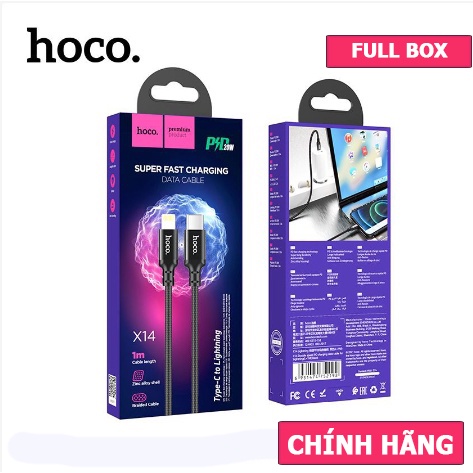 Cáp sạc nhanh 20w HOCO X14 PD 20w-Cáp sạc Type C to 1m-Hàng full box-Việt Linh Store