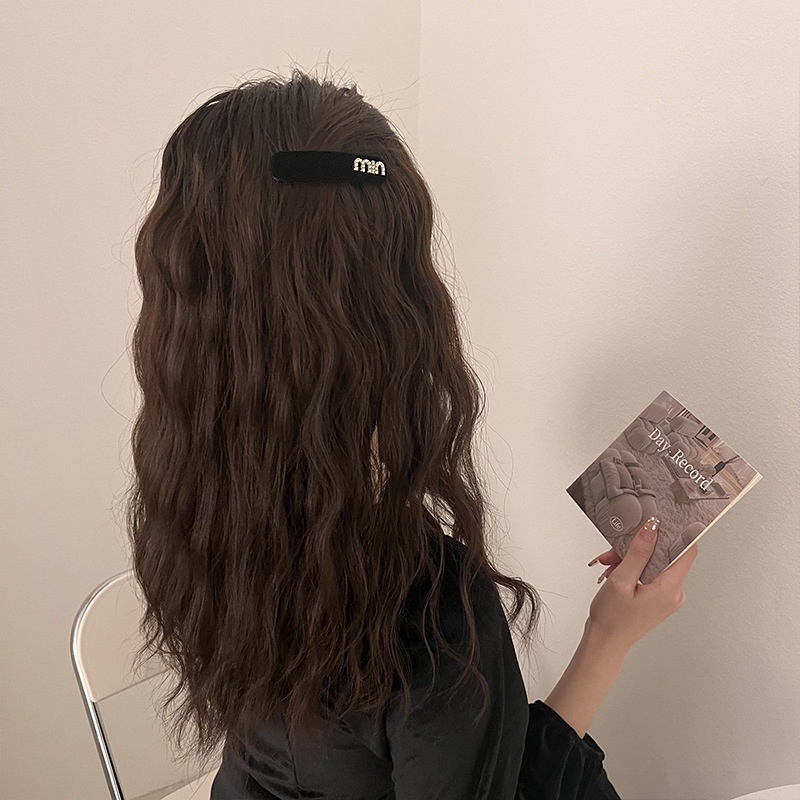 Kẹp Tóc Nhung Đen Đính Hoa Trà Phong Cách Retro Pháp Cao Cấp Cho Nữ