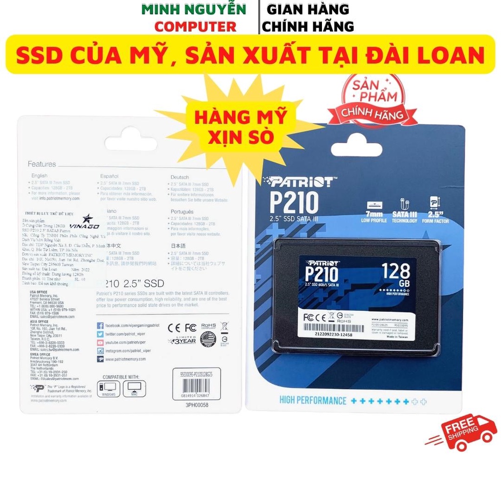 Ổ Cứng SSD 128GB, 256GB, 512GB PATRIOT P210 SATA 3 - 2.5INCH - New 100% - Bảo Hành 3 Năm Chính Hãng | BigBuy360 - bigbuy360.vn