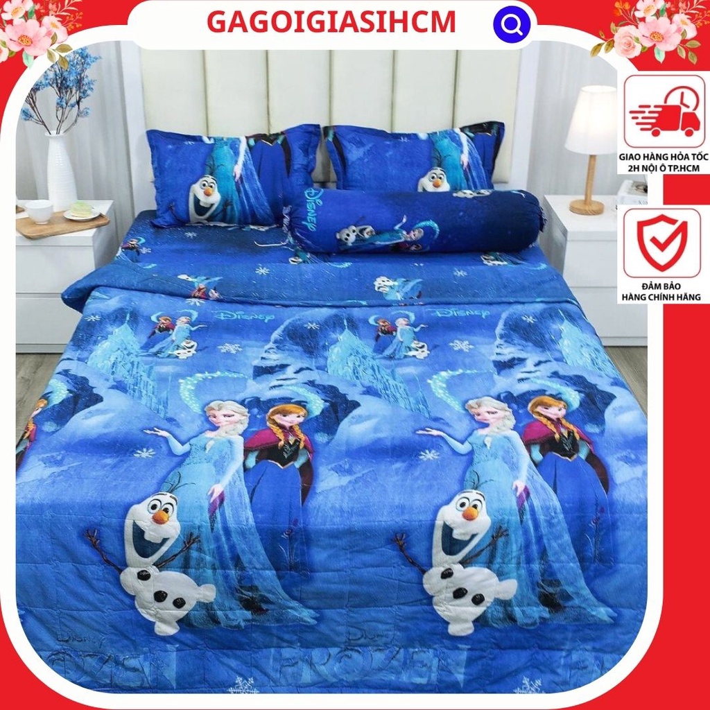 Ga trải giường cotton poly 1m2,1m4,1m5,chọn mẫu thoải mái-MẪU CÔNG CHÚA ELSA