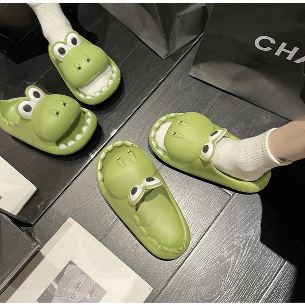 Dép quai ngang cá sấu,dép hà mã, cá xấu há miệng mắt to cho người lớn siêu cute phong cách Ulzzang Mã 19